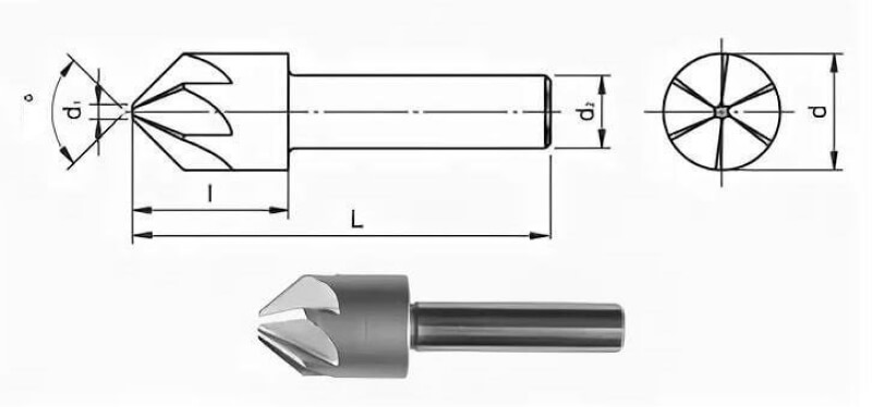 Чертеж сверло зенкер