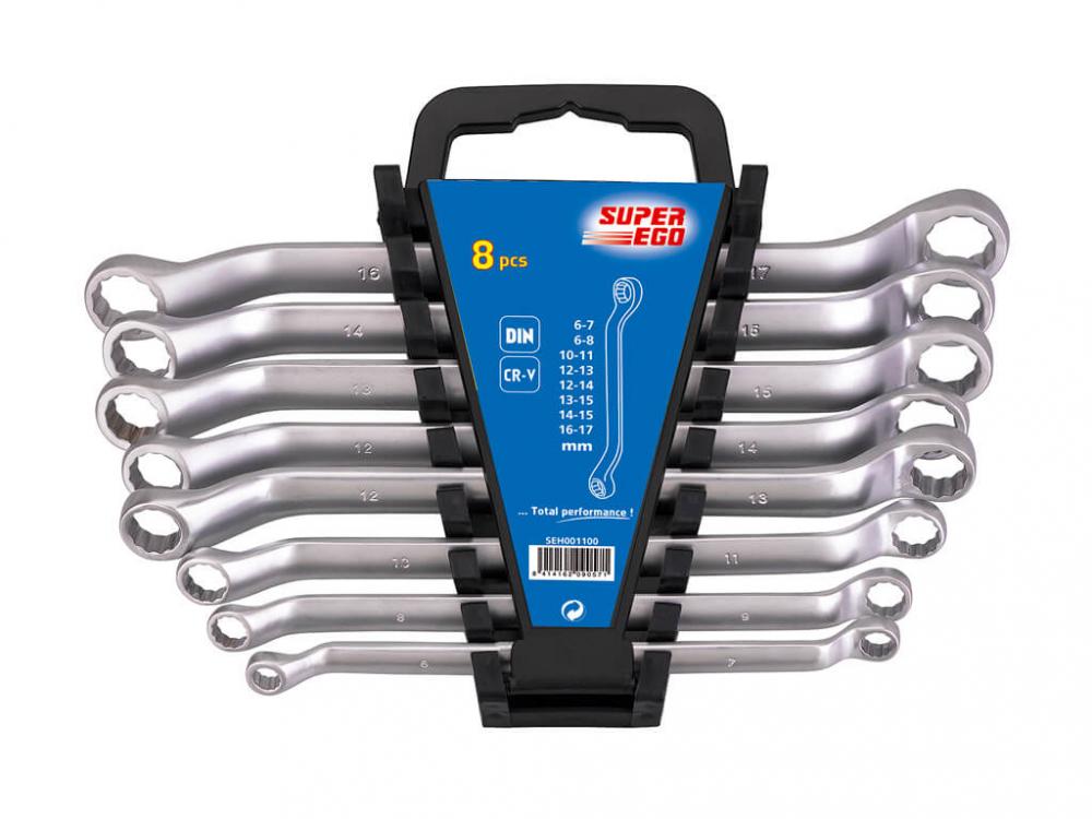 Набор изогнутых накидных ключей 6-22мм, 8 предметов SEH001100 SUPER-EGO