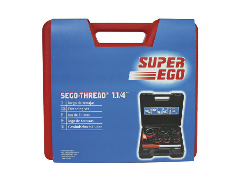 Ручной резьбонарезной набор SUPER-EGO COMPACT, 1/2" - 3/4"- 1" - 1.1/4", резьба BSPT R