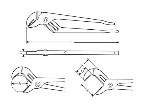 Сантехнические клещи SUPER-EGO 509 с проточками D1.1/2", L 10"