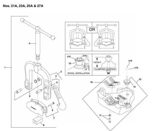 Зажимной винт верхней челюсти с шайбой тисков модели 27 40635 Ridgid