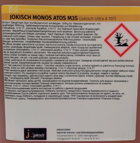 Резьбонарезное масло Jokisch Monos Atos M3S в канистре 5л