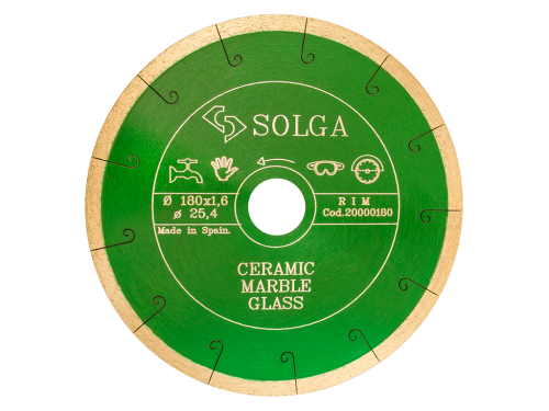 Диск алмазный Solga Diamant CERAMICS, MARBLE сплошной (керамика, мрамор) 180мм/25,4
