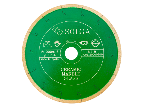 Диск алмазный Solga Diamant CERAMICS, MARBLE сплошной (керамика, мрамор) 200мм/25,4