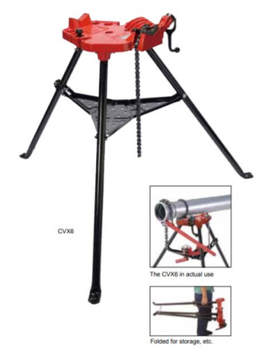 REX 120CVB Верстачные цепные тиски модели CVX6 на треноге 1/8"-6"